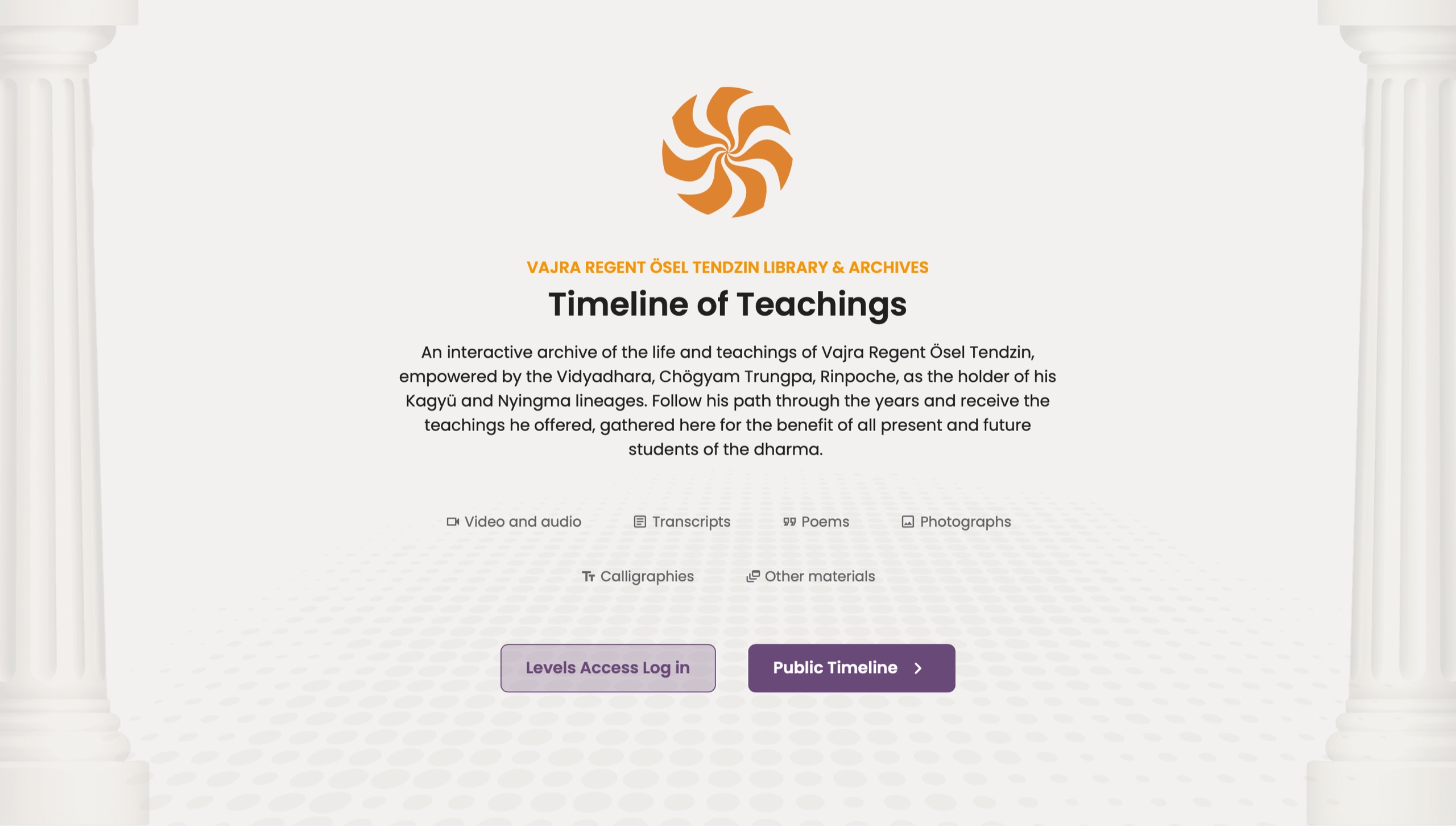 Timeline of Teachings — the public landing page of the Vajra Regent archive