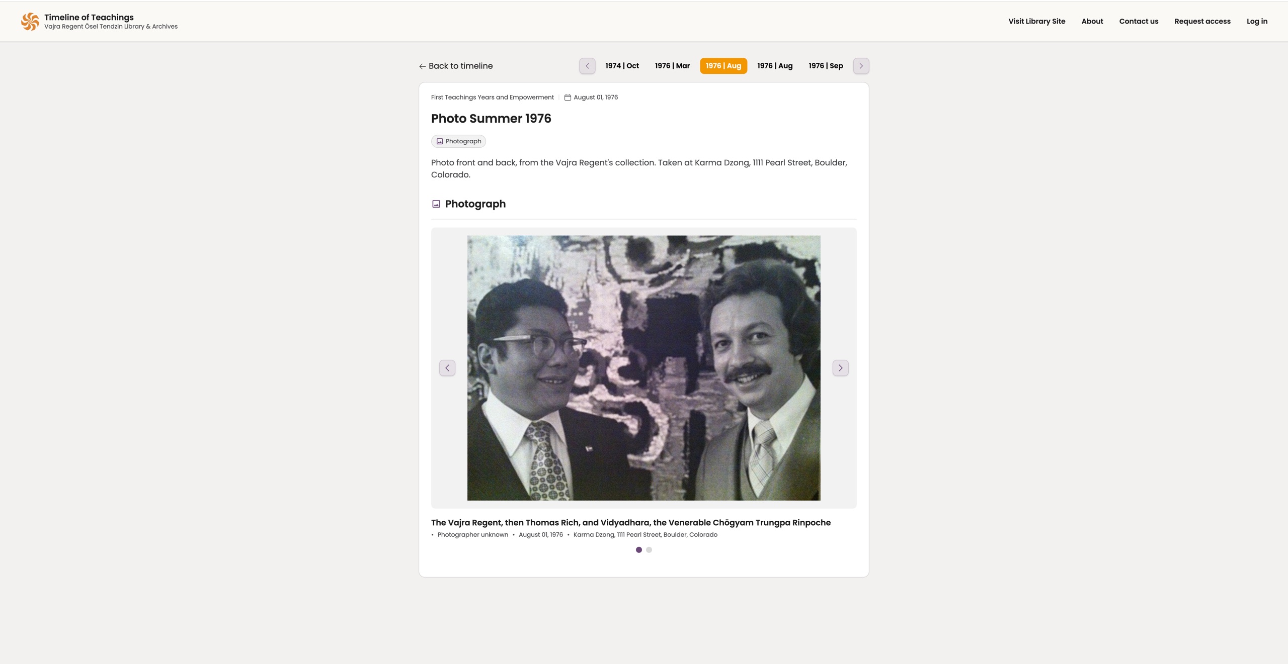 An archive entry with photographs from the Vajra Regent's collection