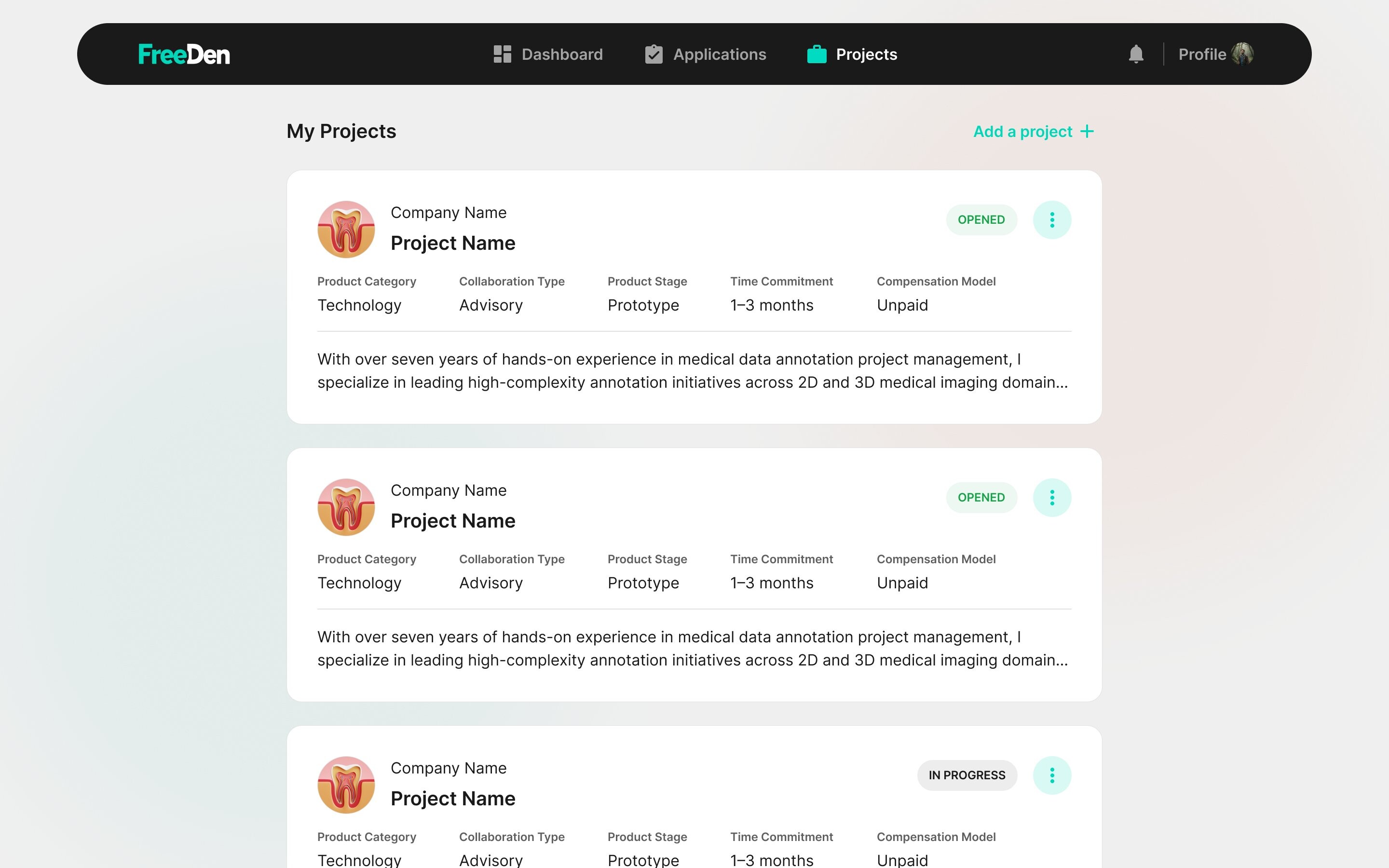 FreeDen Project Management