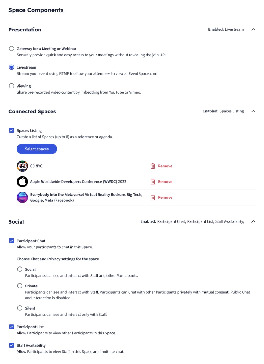 EventSpace Components