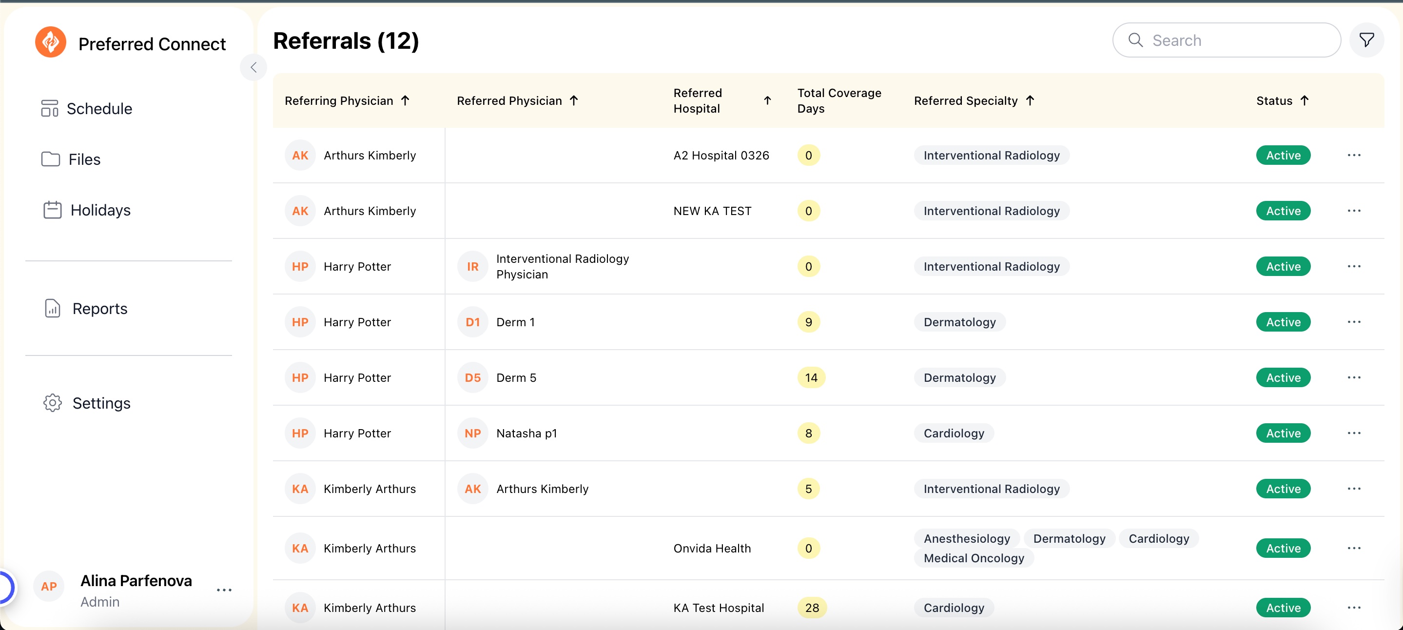 Referral tracking in Preferred Connect